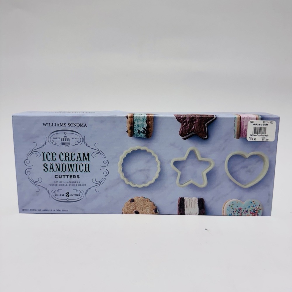 Williams Sonoma Ice Cream Sandwich Cutters 3 Piece Set Circle Heart Star Shapes